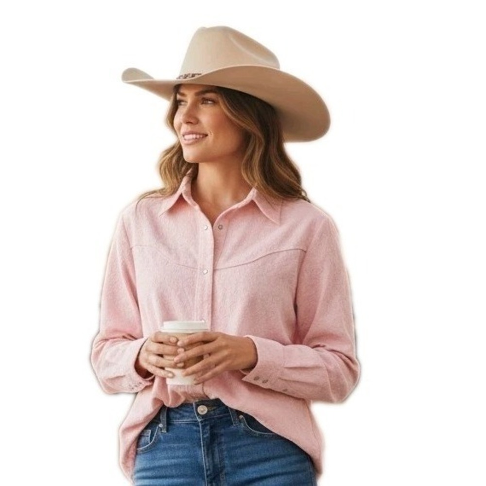 Outback Trading Co Pink‎ Textured Pearl Snap Western Rodeo Chic Shirt Cowgirl XL